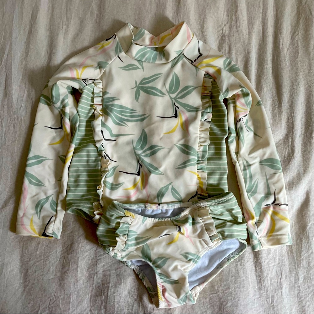 Jessica Simpson Toddler Long Sleeve Swimsuit - Neutral Colors